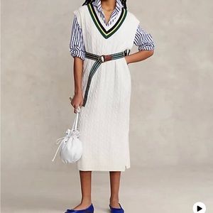 Polo Ralph‎ Lauren Women's Cable-Knit Cricket Sweater Dress Cream SMALL NWT $498